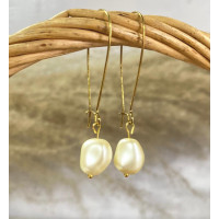 Elegant Gold Plated White Pearl Earring - Li_Made